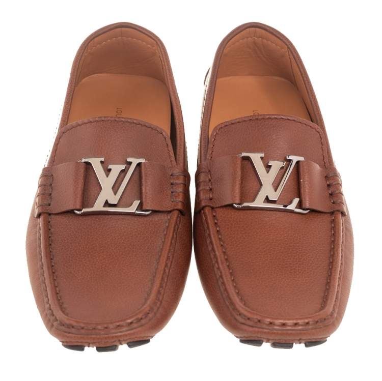 Pre Owned Louis Vuitton Brown Leather Monte Carlo Loafers Size 41