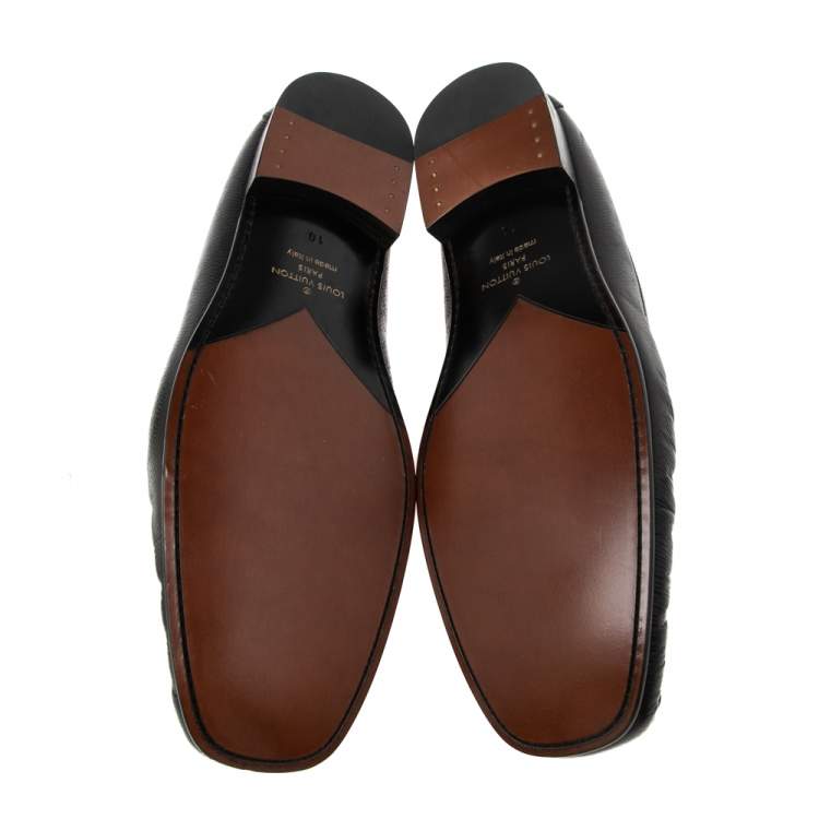 Pre Owned Louis Vuitton Black Leather Montaigne Loafers Size 44