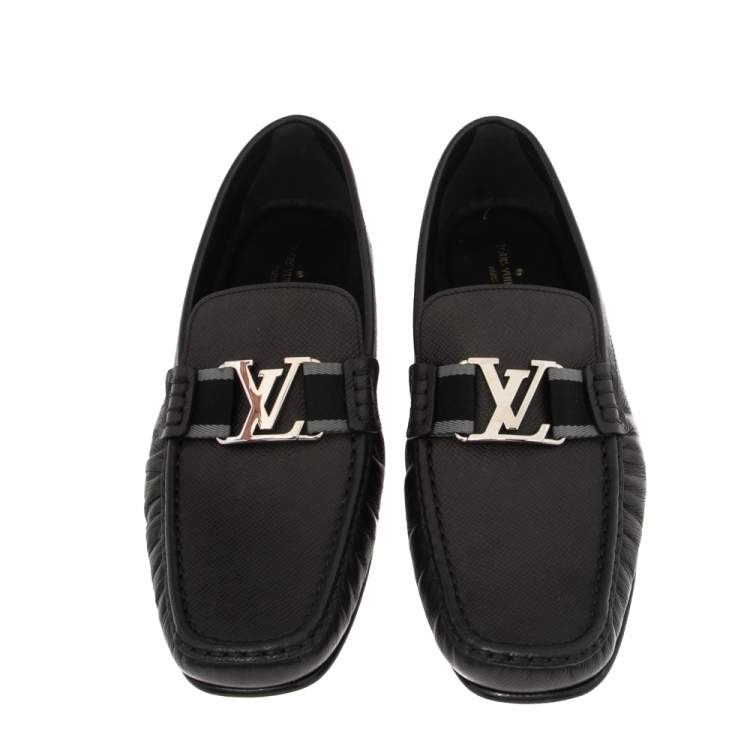 Pre Owned Louis Vuitton Black Leather Montaigne Loafers Size 44