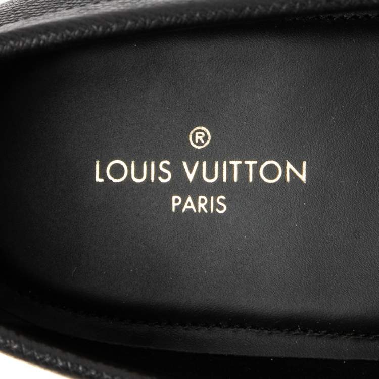 Pre Owned Louis Vuitton Black Leather Montaigne Loafers Size 44