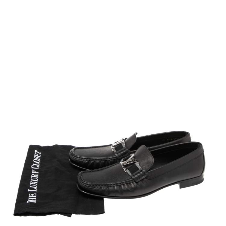 Pre Owned Louis Vuitton Black Leather Montaigne Loafers Size 44