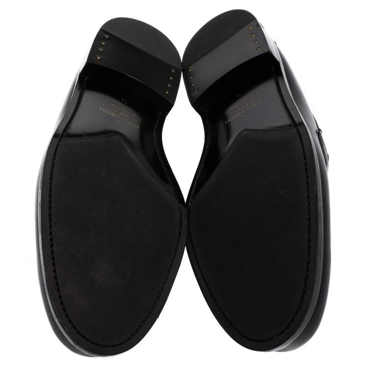 Pre Owned Louis Vuitton Black Leather Montaigne Loafers Size 44