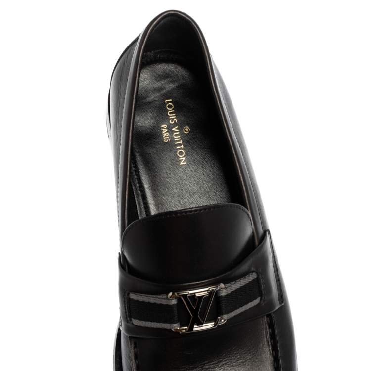 Pre Owned Louis Vuitton Black Leather Montaigne Loafers Size 44