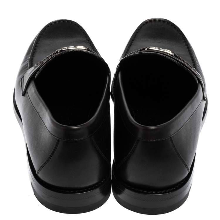 Pre Owned Louis Vuitton Black Leather Montaigne Loafers Size 44
