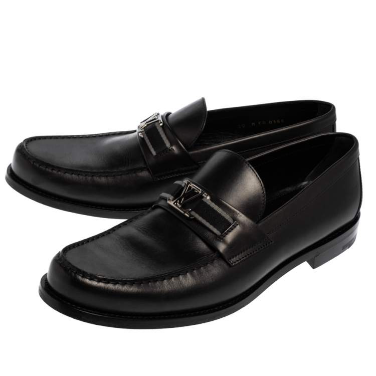 Pre Owned Louis Vuitton Black Leather Montaigne Loafers Size 44