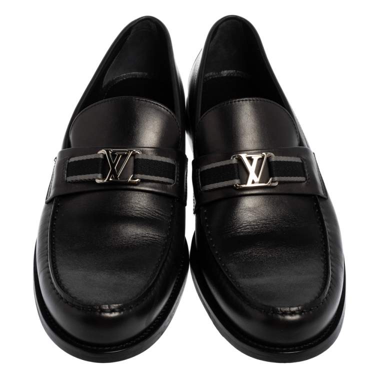 Pre Owned Louis Vuitton Black Leather Montaigne Loafers Size 44