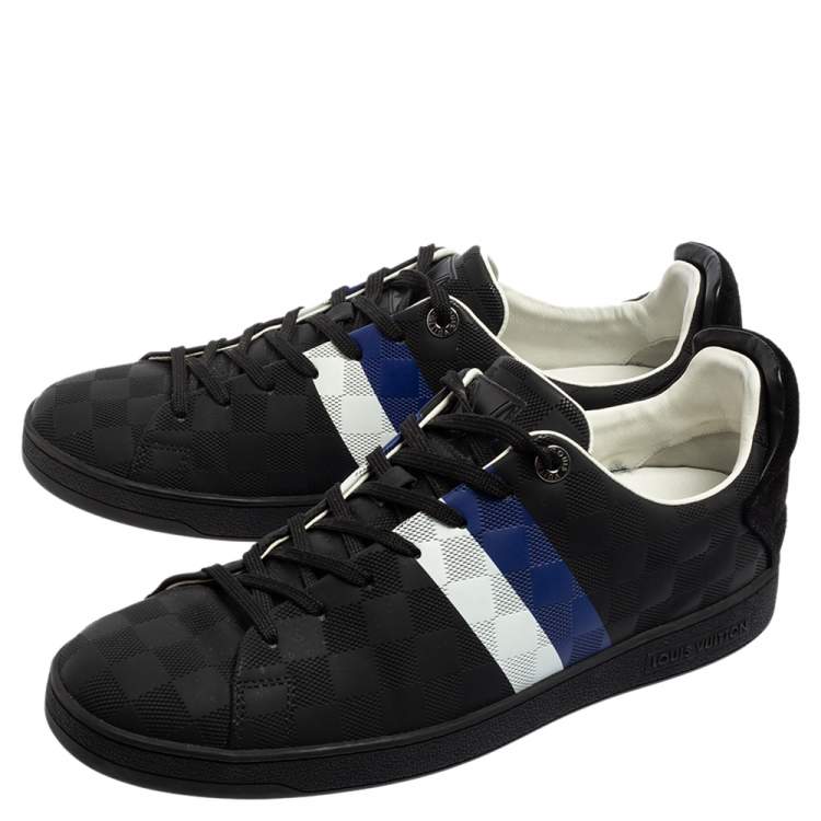 Pre Owned Louis Vuitton Black Suede And Leather Damier Infini Frontrow Sneakers Size 42.5
