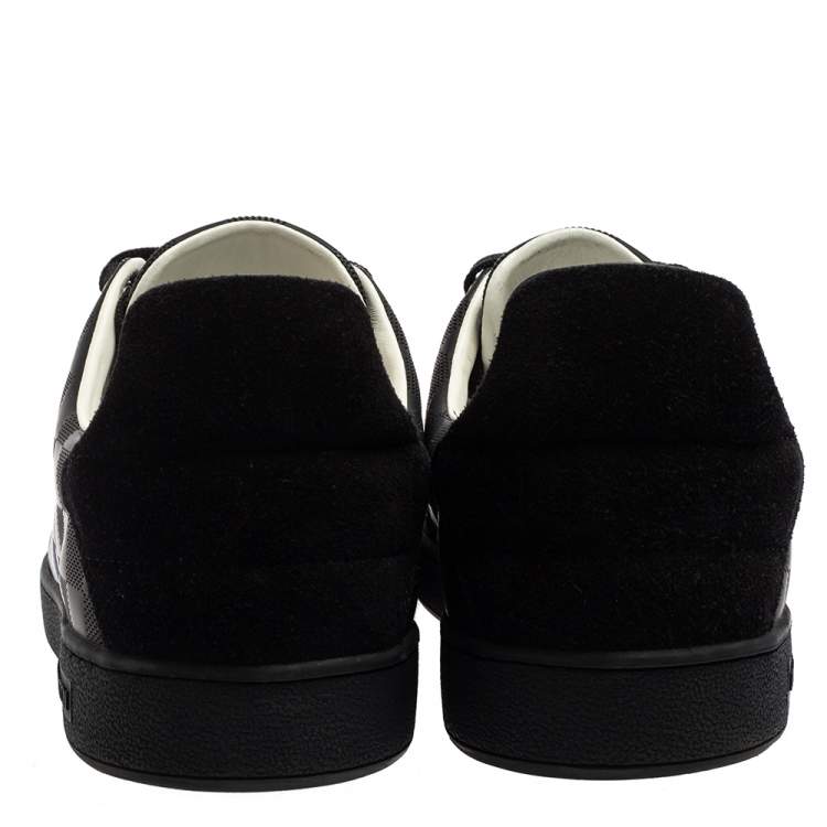 Pre Owned Louis Vuitton Black Suede And Leather Damier Infini Frontrow Sneakers Size 42.5