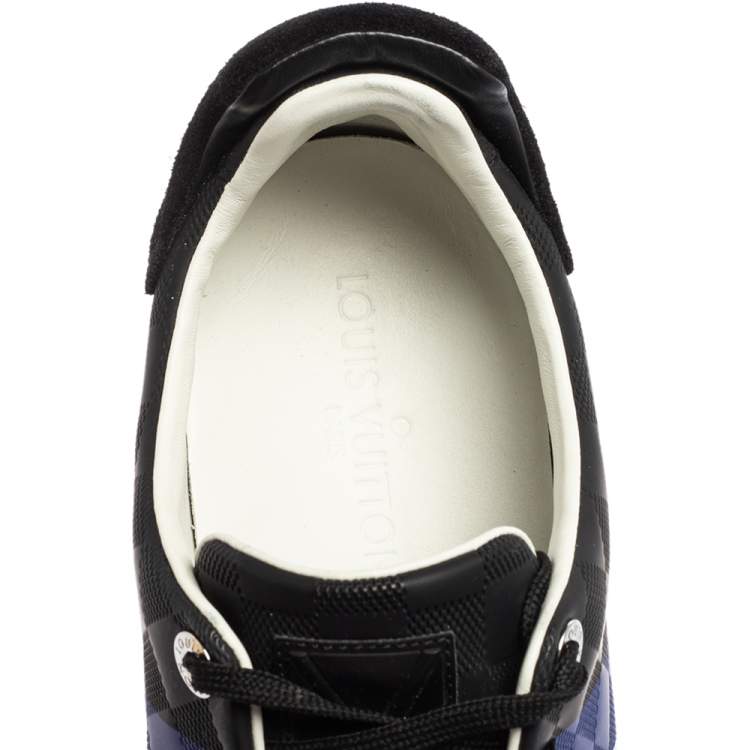Pre Owned Louis Vuitton Black Suede And Leather Damier Infini Frontrow Sneakers Size 42.5