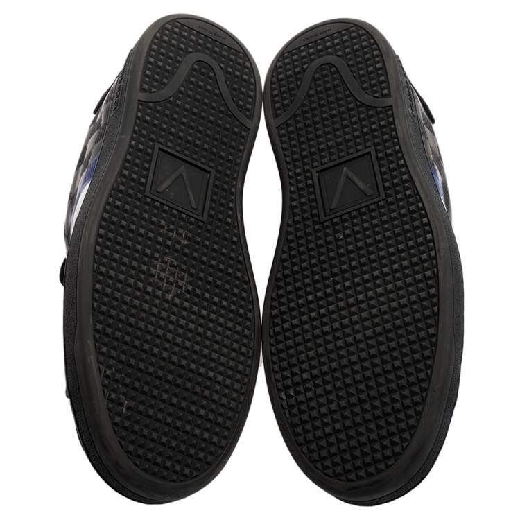 Pre Owned Louis Vuitton Black Suede And Leather Damier Infini Frontrow Sneakers Size 42.5
