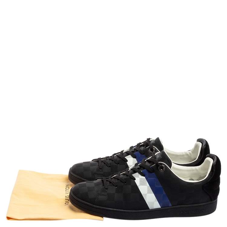 Pre Owned Louis Vuitton Black Suede And Leather Damier Infini Frontrow Sneakers Size 42.5