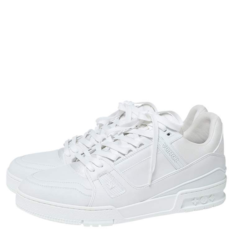 Pre Owned Louis Vuitton White Leather LV Trainer Sneakers Size 43