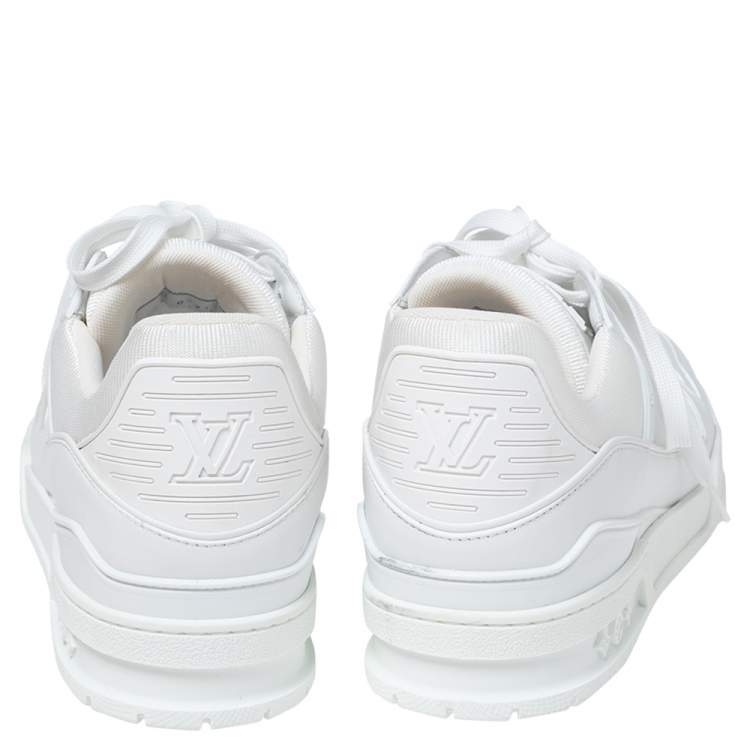 Pre Owned Louis Vuitton White Leather LV Trainer Sneakers Size 43