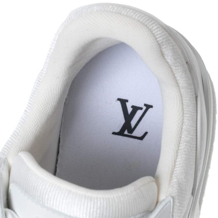 Pre Owned Louis Vuitton White Leather LV Trainer Sneakers Size 43