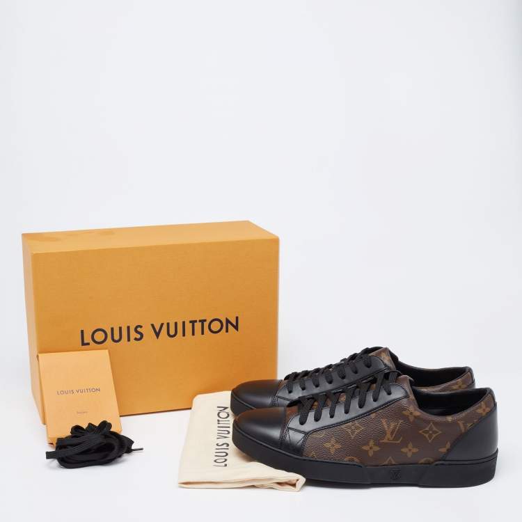 Pre Owned Louis Vuitton Brown/Black Monogram Canvas and Leather Match Up Sneakers Size 42