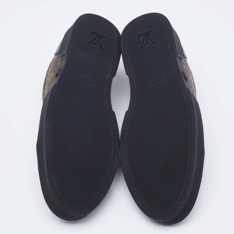 Pre Owned Louis Vuitton Brown/Black Monogram Canvas and Leather Match Up Sneakers Size 42