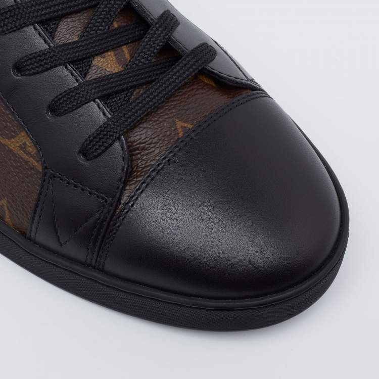 Pre Owned Louis Vuitton Brown/Black Monogram Canvas and Leather Match Up Sneakers Size 42