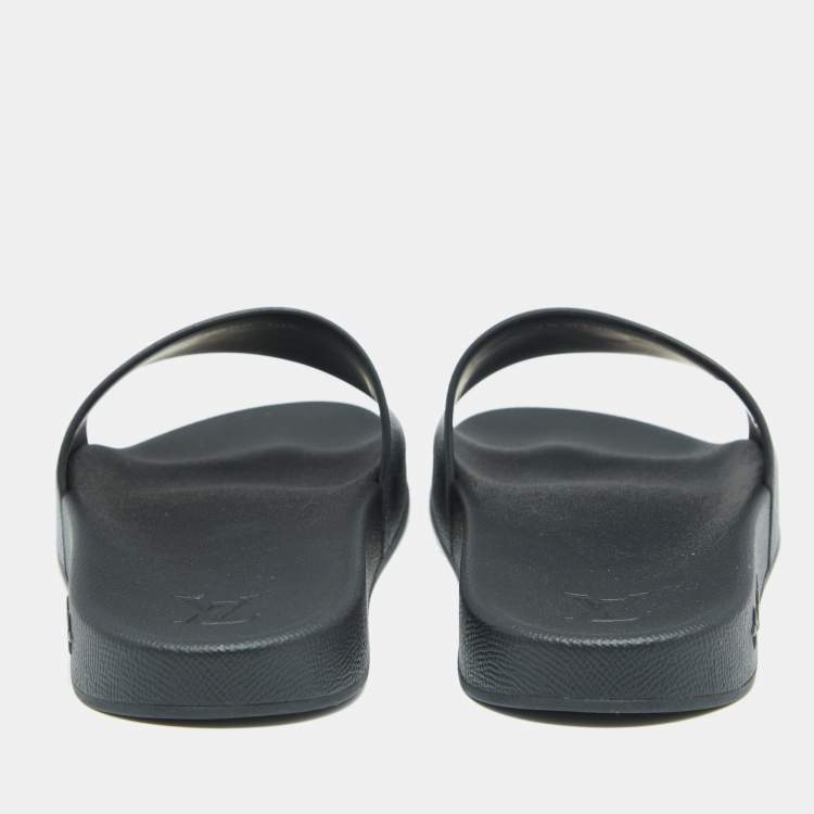 Pre Owned Louis Vuitton Black Damier Canvas Waterfront Eclipse Mule Sandals Size 44.5
