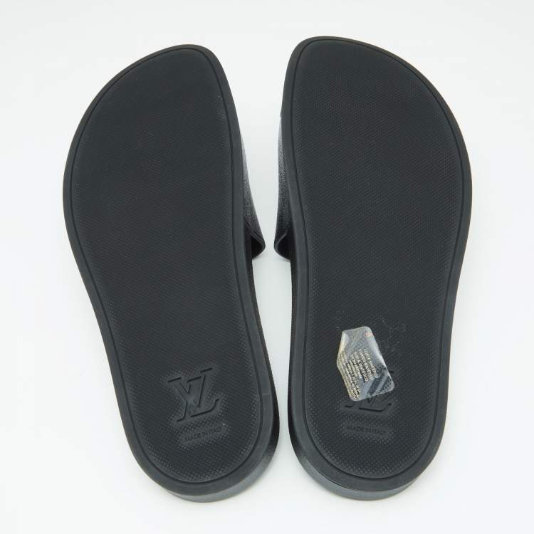 Pre Owned Louis Vuitton Black Damier Canvas Waterfront Eclipse Mule Sandals Size 44.5