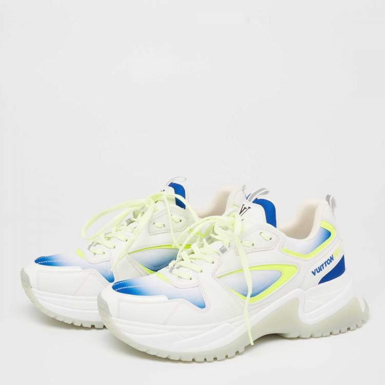 Louis Vuitton White/Green Leather and Mesh Run Away Pulse Sneakers