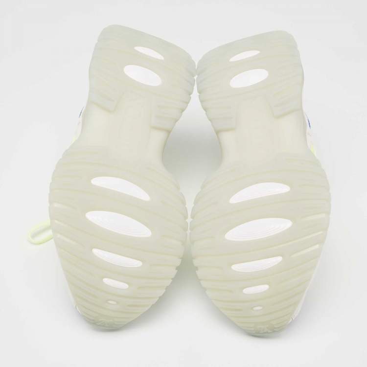 Pre Owned Louis Vuitton White/Green Leather and Mesh Run Away Pulse Sneakers Size 42