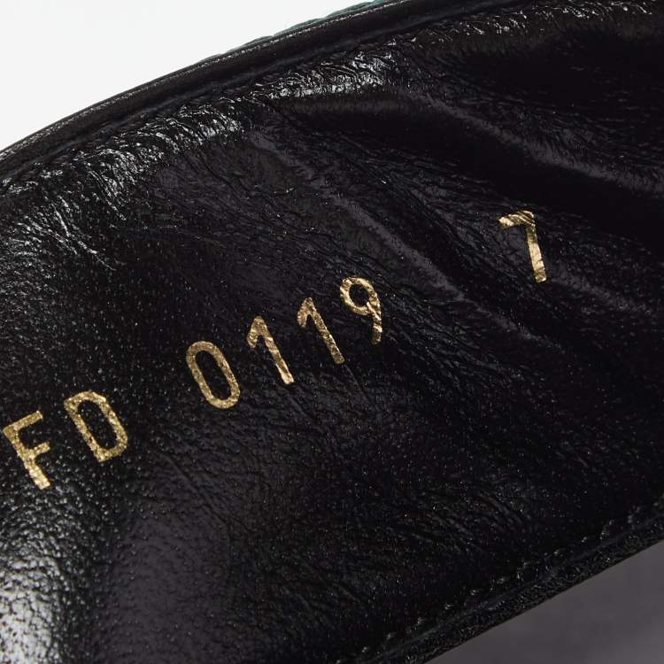 Pre Owned Louis Vuitton Black/Green Leather and Canvas Mirabeau Flat Sandals Size 41