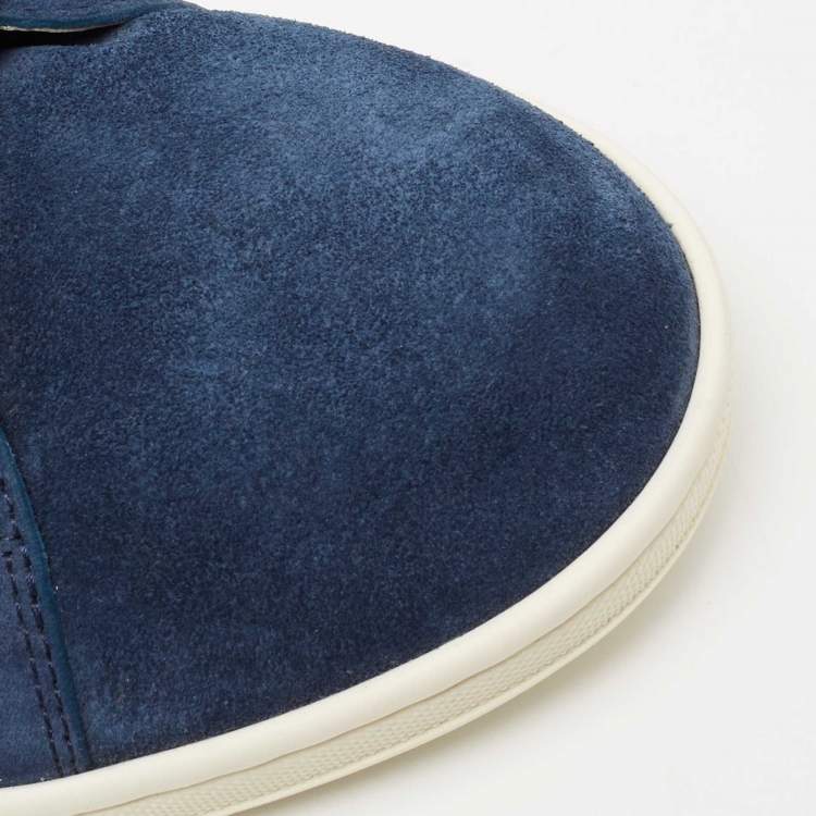 Pre Owned Louis Vuitton Blue/Black Suede and Leather Abysse High-Top Sneakers Size 39.5