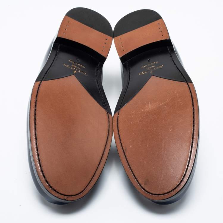 Pre Owned Louis Vuitton Two-Tone Patent Leather Major Slip-On Loafers Size 42