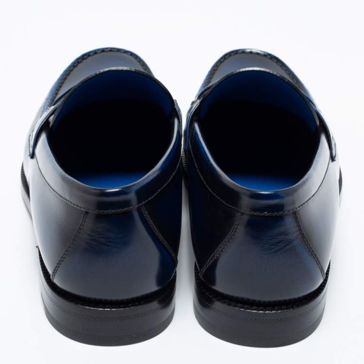 Pre Owned Louis Vuitton Two-Tone Patent Leather Major Slip-On Loafers Size 42