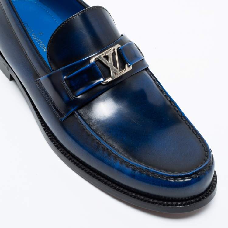 Pre Owned Louis Vuitton Two-Tone Patent Leather Major Slip-On Loafers Size 42