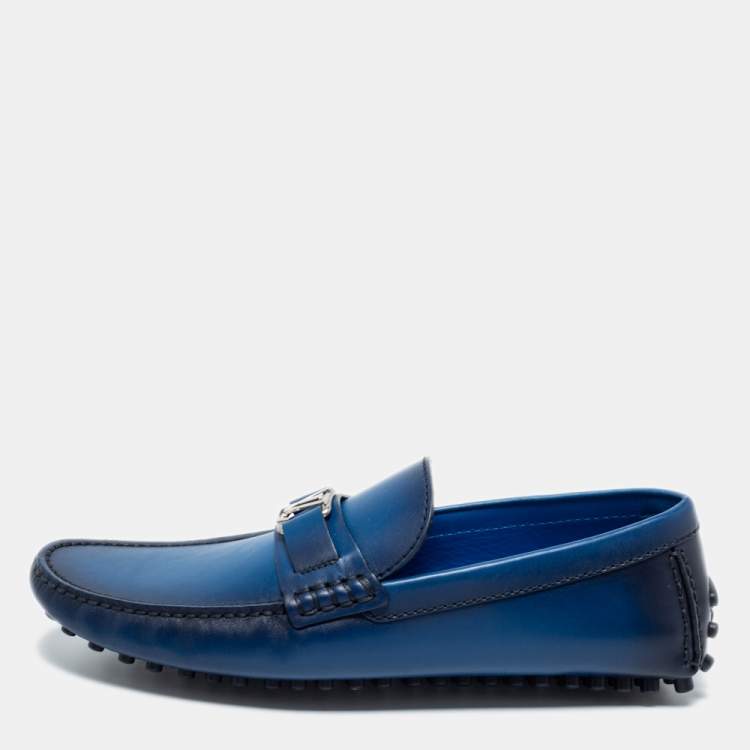 Pre Owned Louis Vuitton Two-Tone Leather Major Slip-On Loafers Size 41