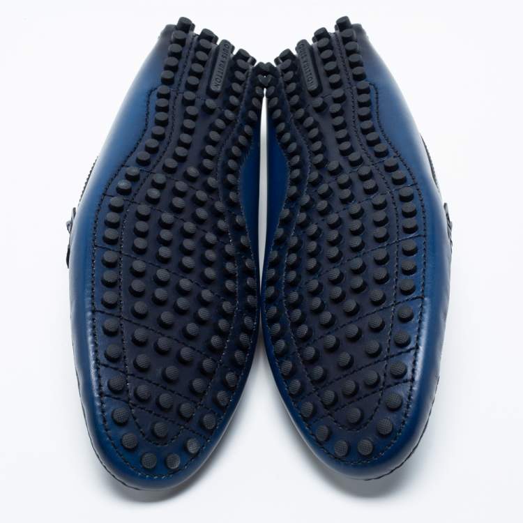 Pre Owned Louis Vuitton Two-Tone Leather Major Slip-On Loafers Size 41