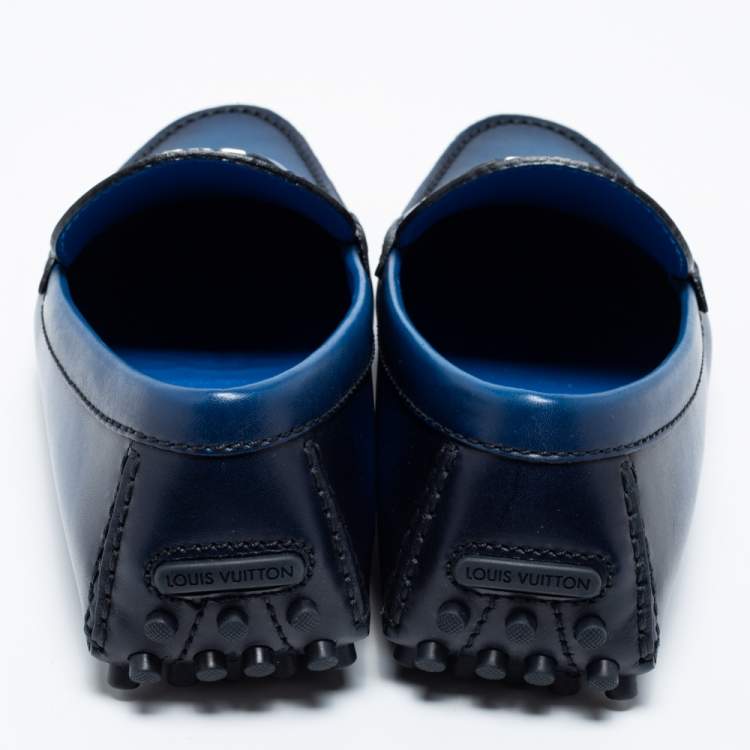 Pre Owned Louis Vuitton Two-Tone Leather Major Slip-On Loafers Size 41