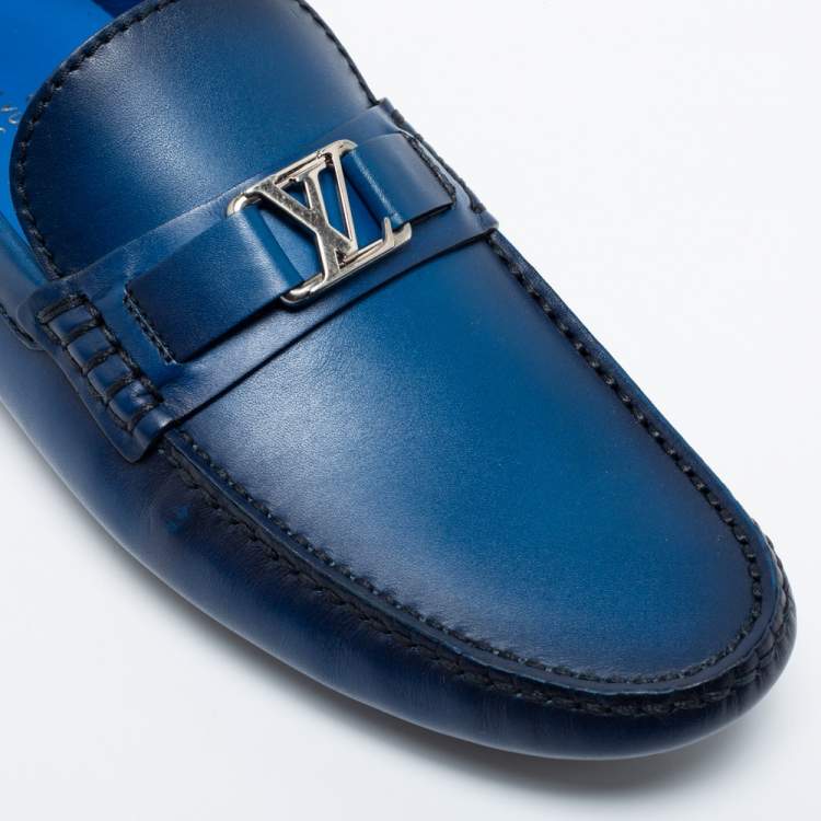 Pre Owned Louis Vuitton Two-Tone Leather Major Slip-On Loafers Size 41