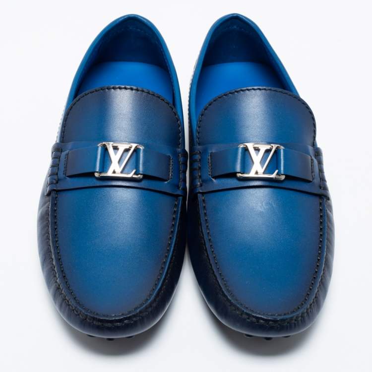 Pre Owned Louis Vuitton Two-Tone Leather Major Slip-On Loafers Size 41