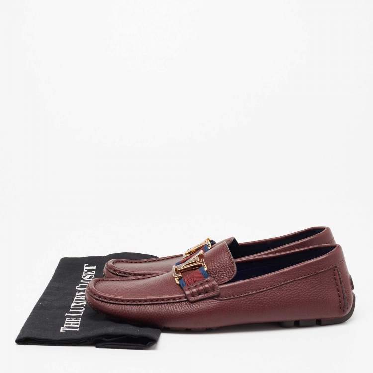 Pre Owned Louis Vuitton Burgundy Leather Monte Carlo Loafers Size 41