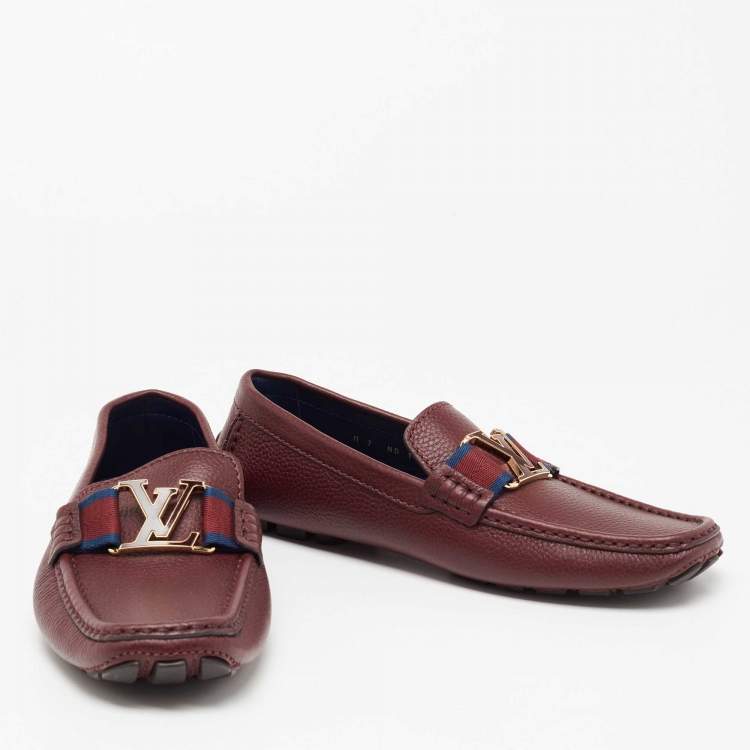 Pre Owned Louis Vuitton Burgundy Leather Monte Carlo Loafers Size 41