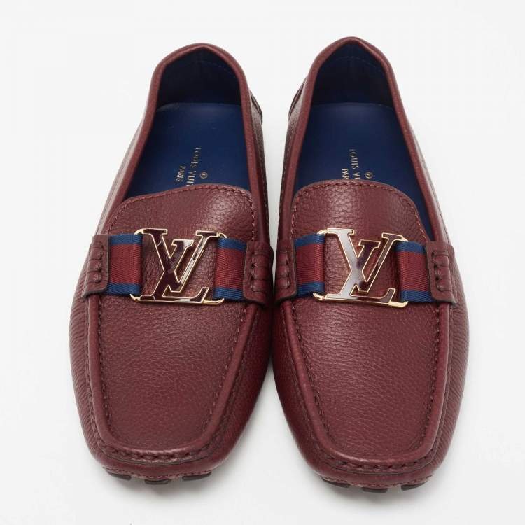 Pre Owned Louis Vuitton Burgundy Leather Monte Carlo Loafers Size 41