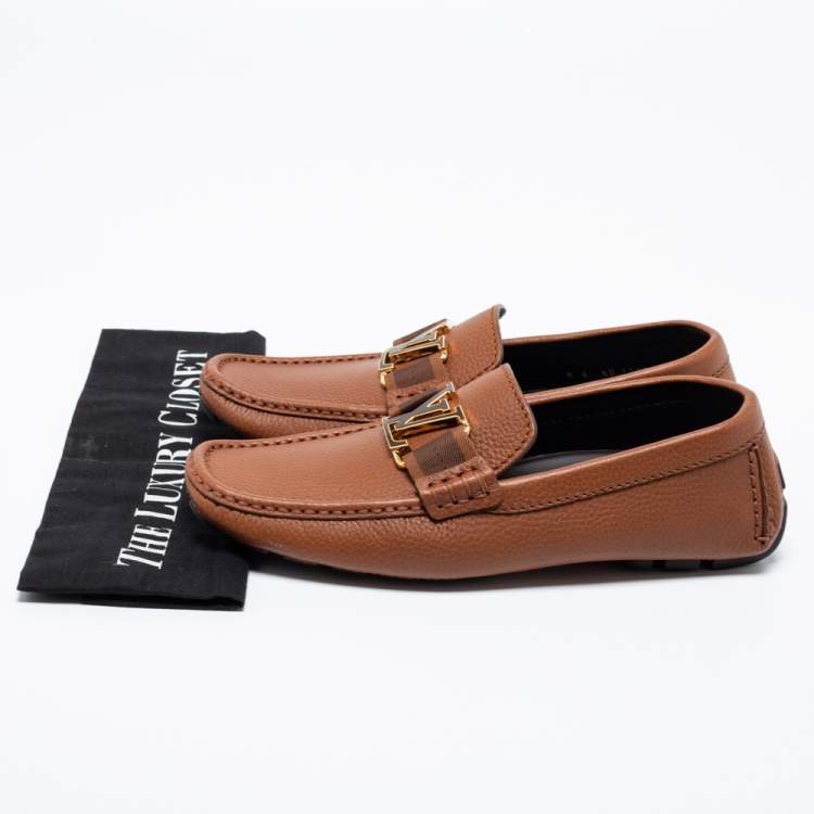 Pre Owned Louis Vuitton Brown Leather Monte Carlo Loafers Size 40