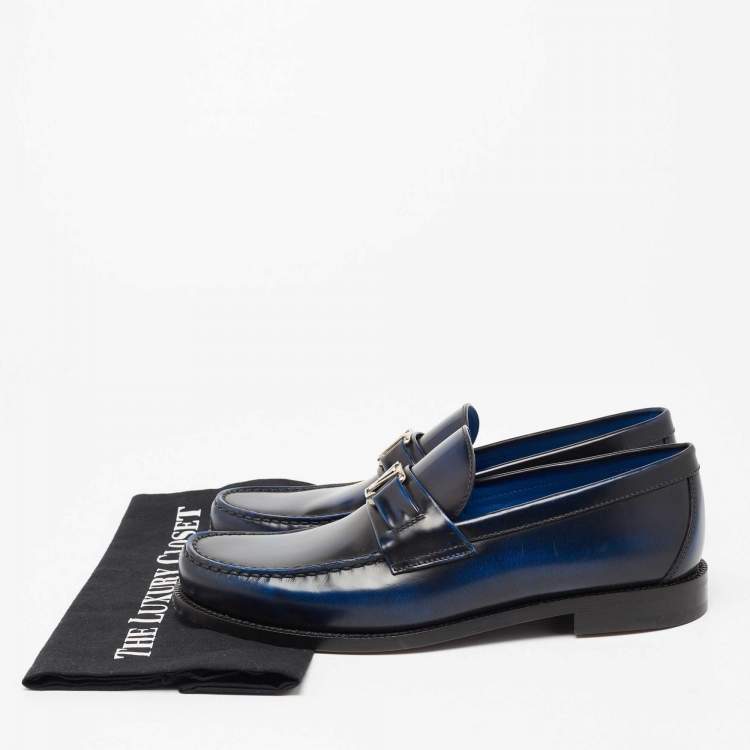 Pre Owned Louis Vuitton Two-Tone Leather Major Slip-On Loafers Size 41
