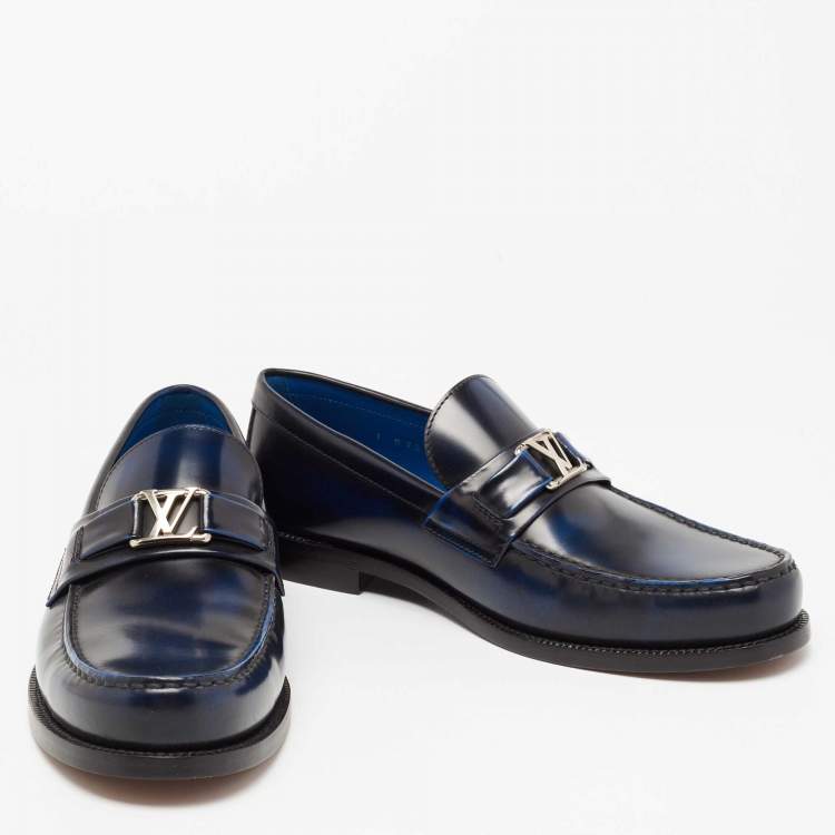 Pre Owned Louis Vuitton Two-Tone Leather Major Slip-On Loafers Size 41