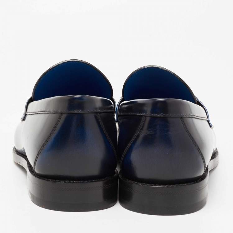Pre Owned Louis Vuitton Two-Tone Leather Major Slip-On Loafers Size 41