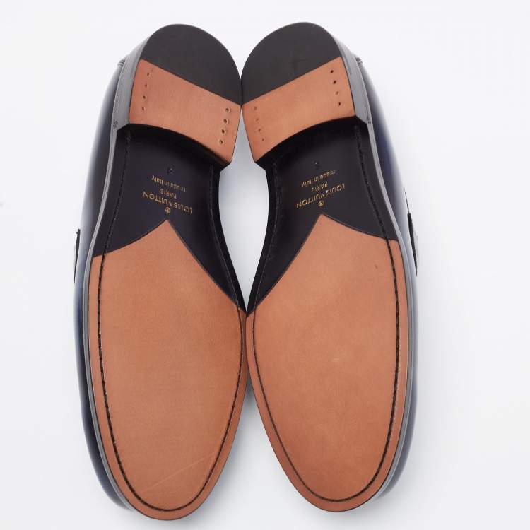 Pre Owned Louis Vuitton Two Tone Leather Major Slip On Loafers Size 42