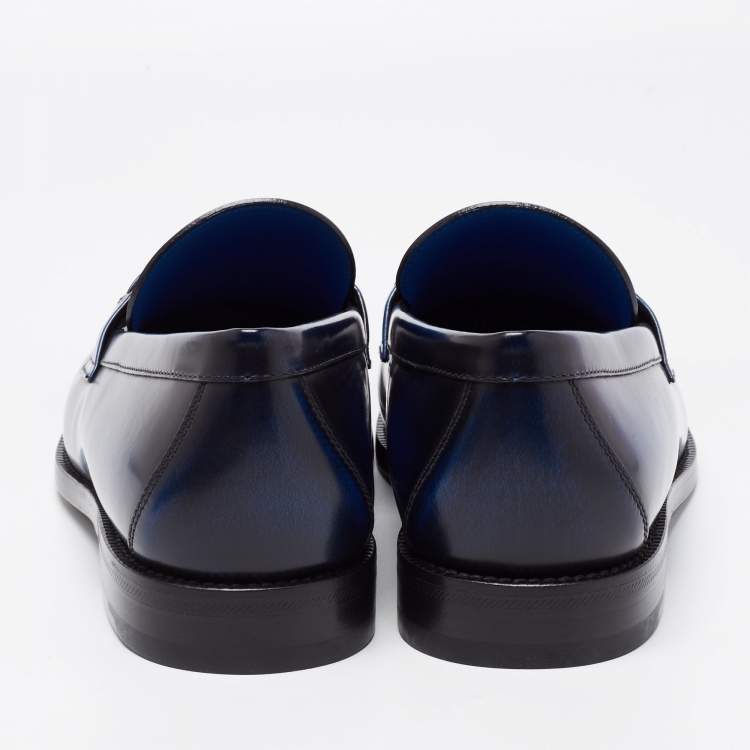 Pre Owned Louis Vuitton Two Tone Leather Major Slip On Loafers Size 42