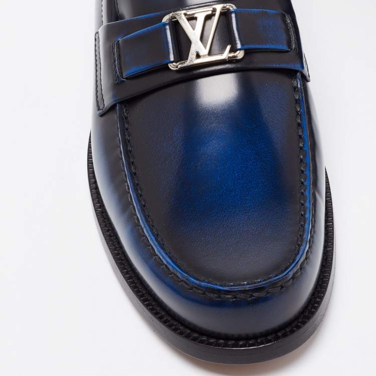Pre Owned Louis Vuitton Two Tone Leather Major Slip On Loafers Size 42