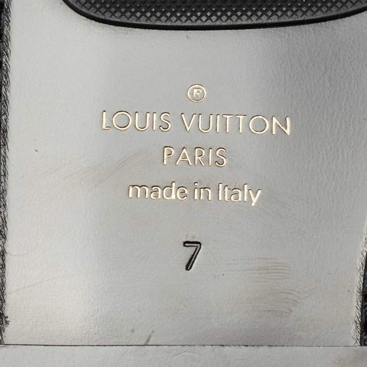 Pre Owned Louis Vuitton Blue Two-Tone Leather Foch Cross Strap Flat Slide Sandals Size 41
