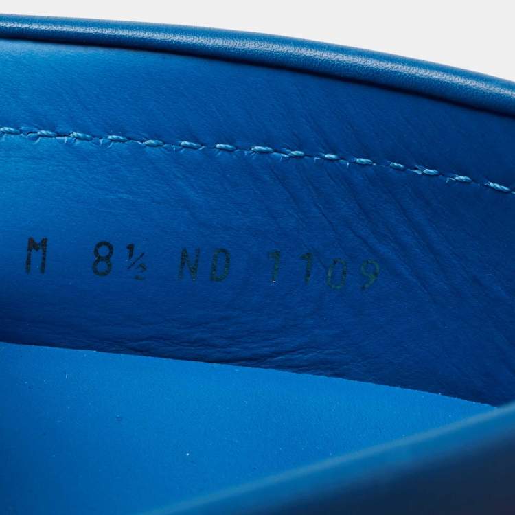 Pre Owned Louis Vuitton Blue Two-Tone Leather Major Slip On Loafers Size 42.5 