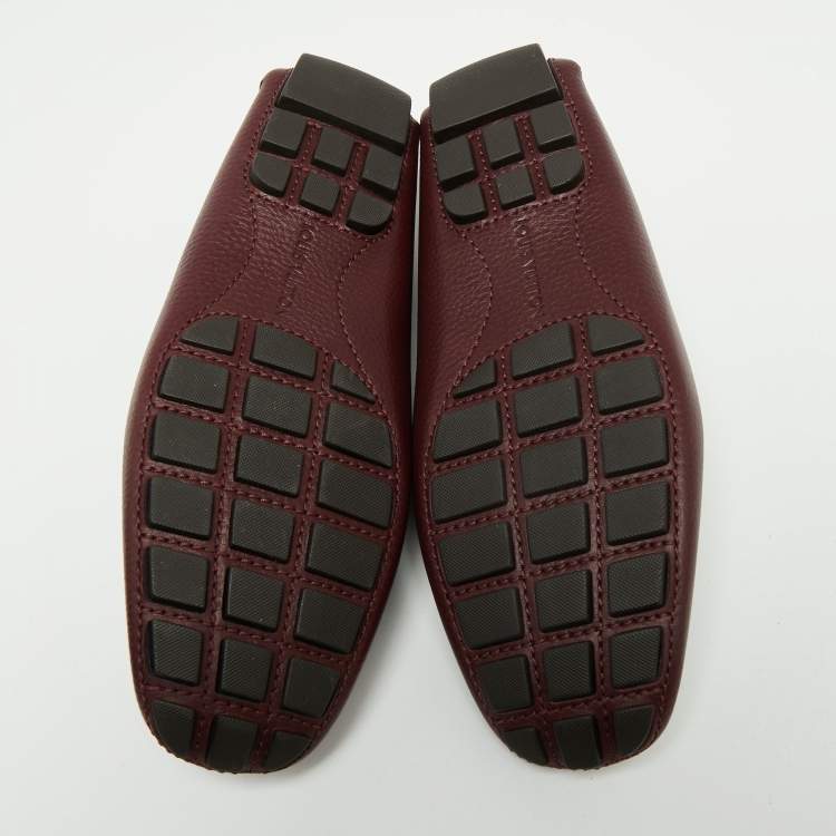 Pre Owned Louis Vuitton Burgundy Leather Monte Carlo Slip On Loafers Size 42