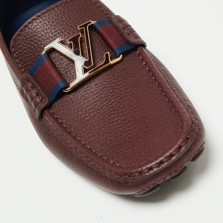 Pre Owned Louis Vuitton Burgundy Leather Monte Carlo Slip On Loafers Size 42