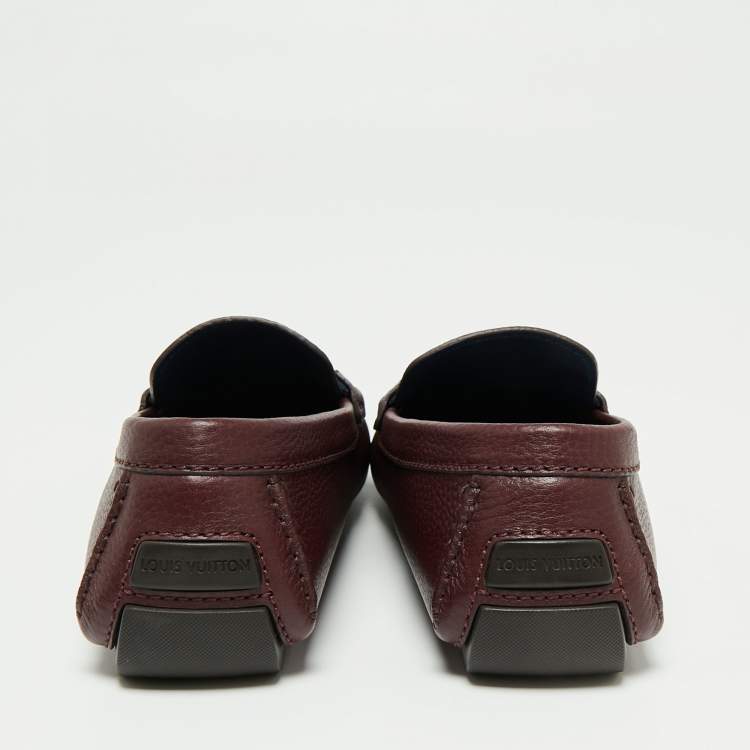 Pre Owned Louis Vuitton Burgundy Leather Monte Carlo Slip On Loafers Size 42